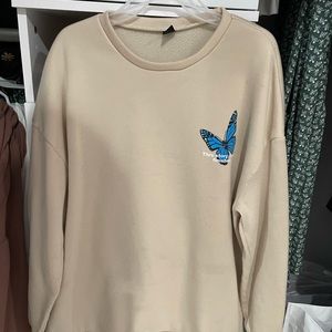 Brand new beige blue butterfly crewneck tags still on great condition